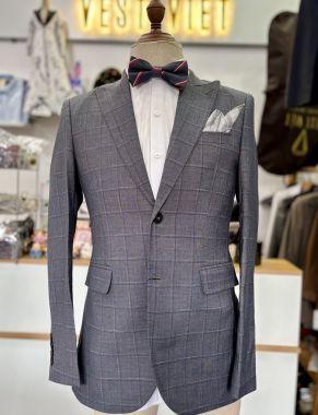 Vest Nam Xám Caro Đậm