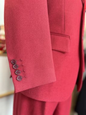 Bộ Vest Nam May Đo Màu Đỏ Red Cherry Viền Cổ Lụa 