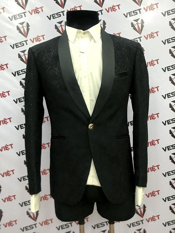 VEST ĐEN HOA VĂN VD514